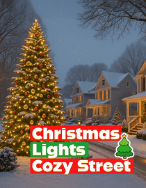 Christmas Neighborhood Lights Winter ASMR Ambience 4K