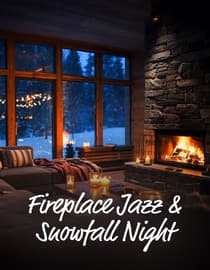 Cozy Winter Ambience: Fireplace Jazz & Snowfall Night for Sleep Music